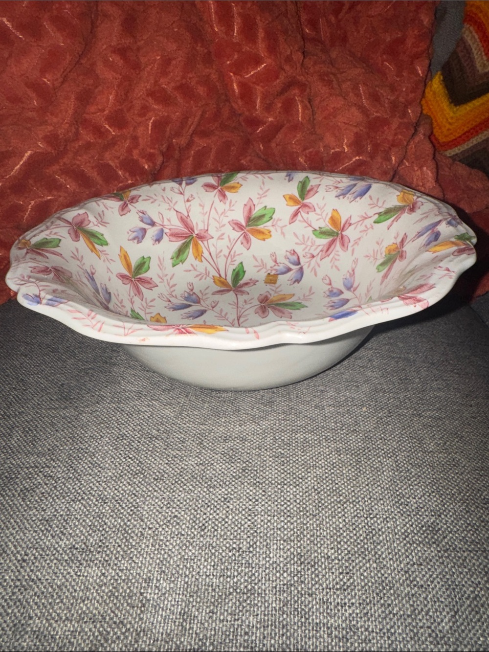 Vintage Royal Doulton Salisbury D6148 Scalloped Serving Bowl Floral Chintz Engl